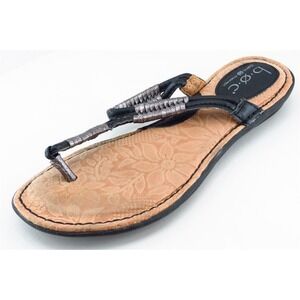 Born Concept T-Strap Sandals‎ Black Synthetic Women Shoes Size 6 Medium